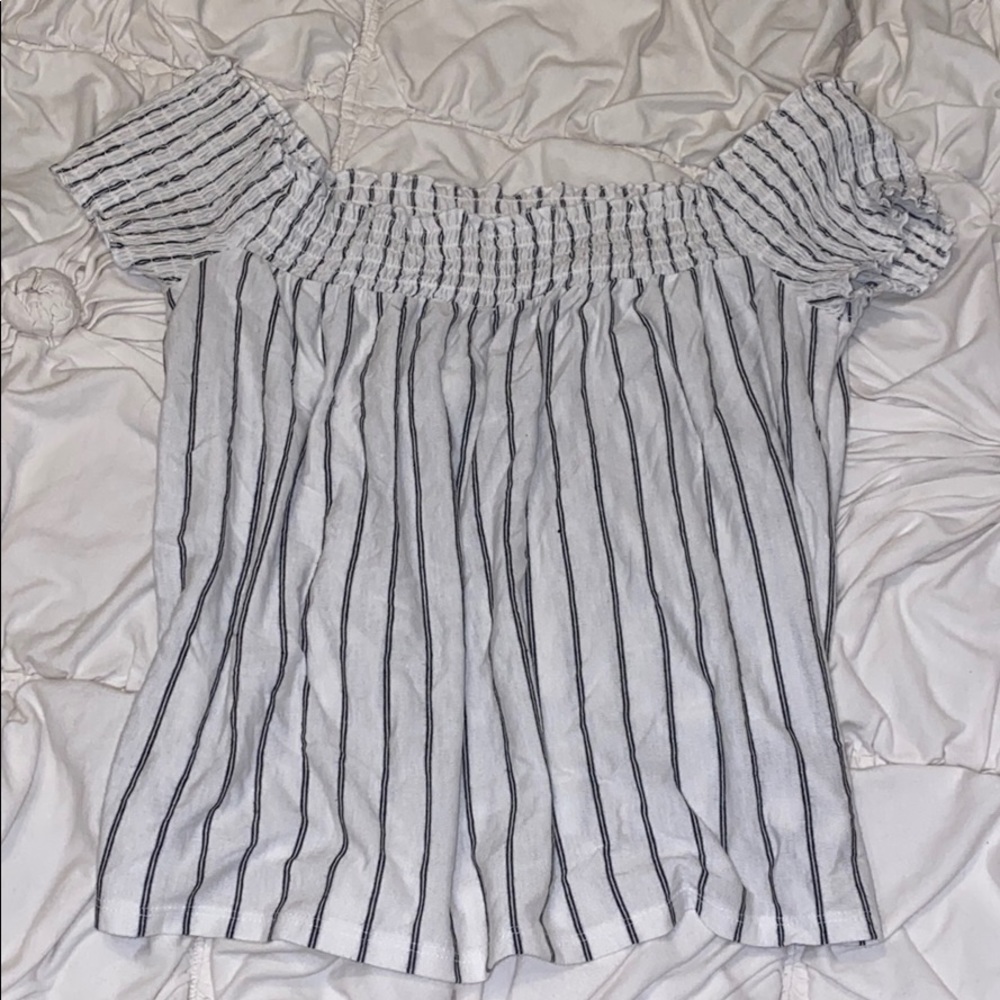 American eagle striped off the shoulder top